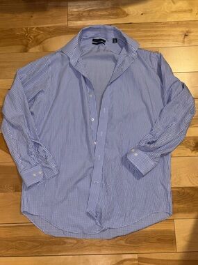 Saks Fifth Avenue Light Blue Micro-Check Dress Shirt